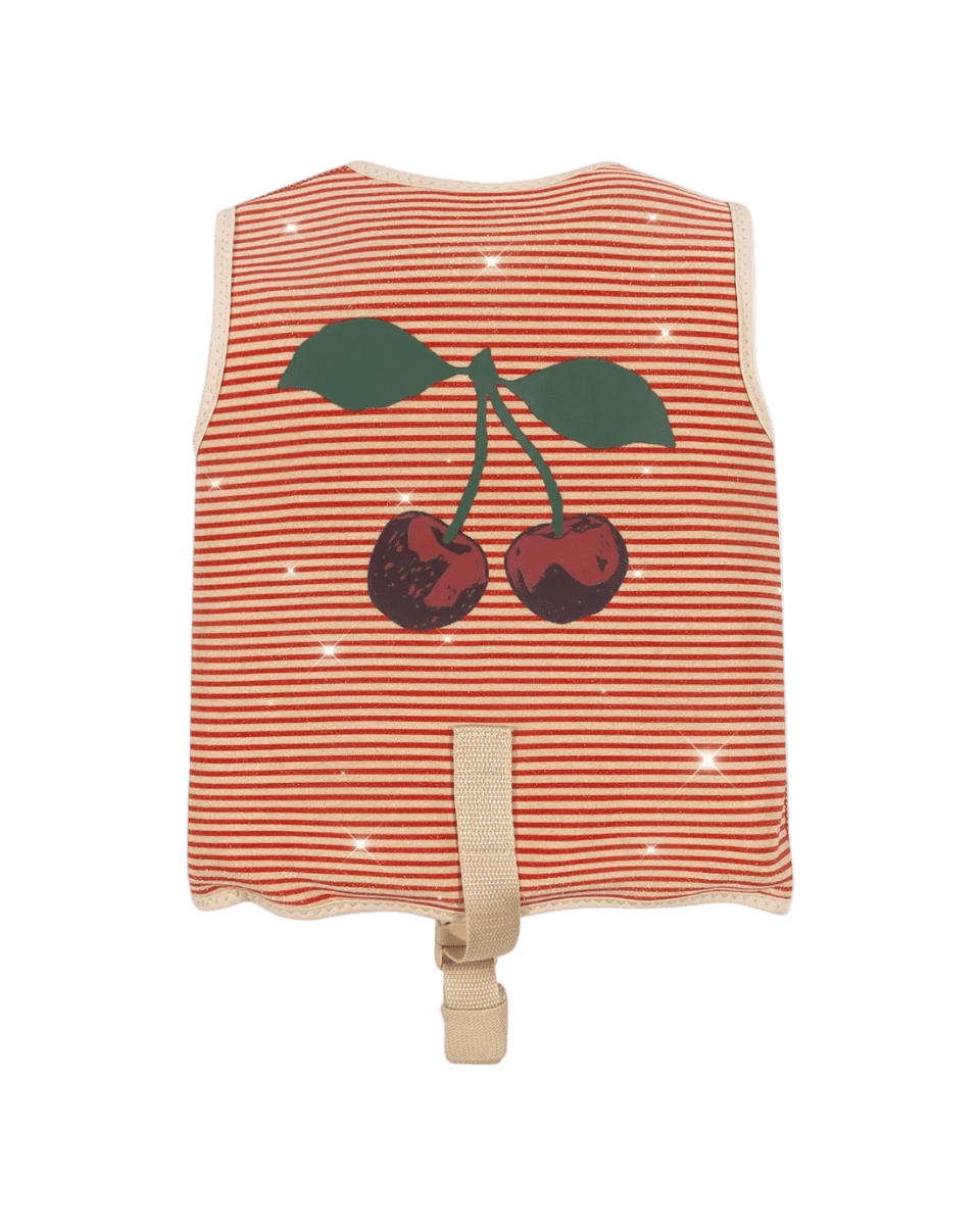 Schwimmweste Glitter Stripe Streifen Glitzer Kirsche Cotton Ballon Konges Sløjd Rot Mädchen Girl Schwimmen Lernen Sicher Baden Urlaub - Schwimmweste Glitter Stripe - Cotton Ballon | Family Concept Store - 1 – 2 Jahre - 