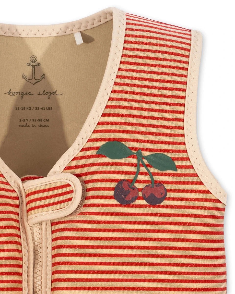 Schwimmweste Glitter Stripe Streifen Glitzer Kirsche Cotton Ballon Konges Sløjd Rot Mädchen Girl Schwimmen Lernen Sicher Baden Urlaub - Schwimmweste Glitter Stripe - Cotton Ballon | Family Concept Store - 1 – 2 Jahre - 