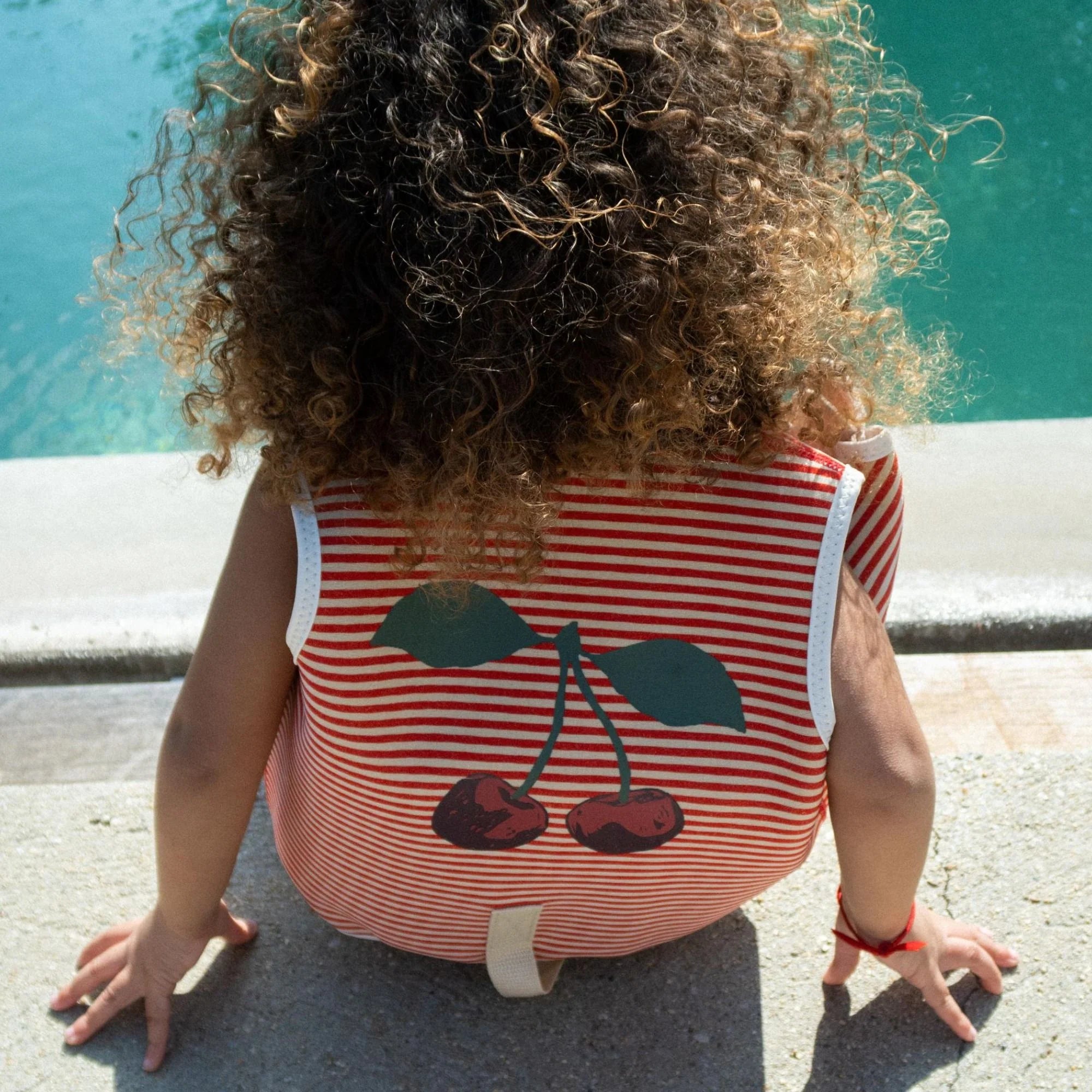 Schwimmweste Glitter Stripe Streifen Glitzer Kirsche Cotton Ballon Konges Sløjd Rot Mädchen Girl Schwimmen Lernen Sicher Baden Urlaub