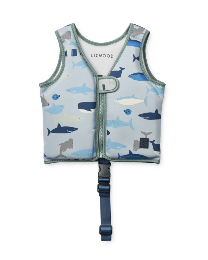 Schwimmweste dove neopren cotton ballon liewood hilfe schwimmen urlaub pool meer ferien start - Schwimmweste Dove - Cotton Ballon | Family Concept Store - shark / dove blue - 11 - 15 kg - 