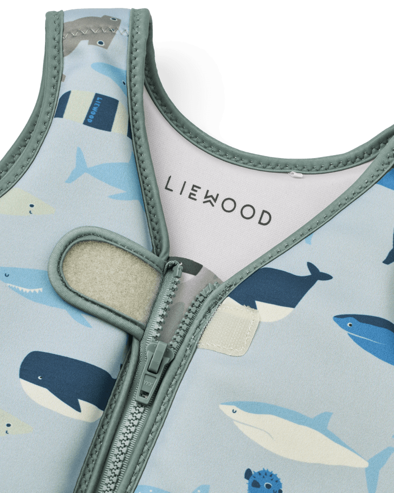 Schwimmweste dove neopren cotton ballon liewood hilfe schwimmen urlaub pool meer ferien start - Schwimmweste Dove - Cotton Ballon | Family Concept Store - shark / dove blue - 11 - 15 kg - 