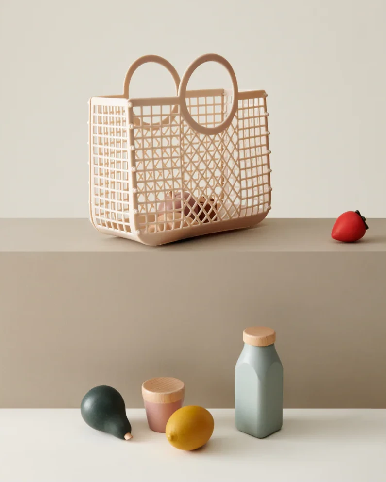 Spiellebensmittel Set Florin LIEWOOD Holz Korb Cotton Ballon Kinder Kaufladen Zubehör Silikon