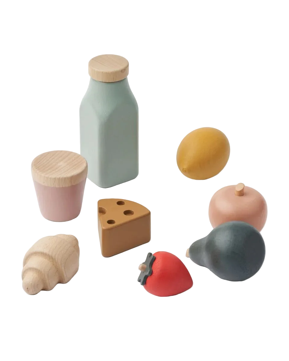 Spiellebensmittel Set Florin LIEWOOD Holz Korb Cotton Ballon Kinder Kaufladen Zubehör Silikon