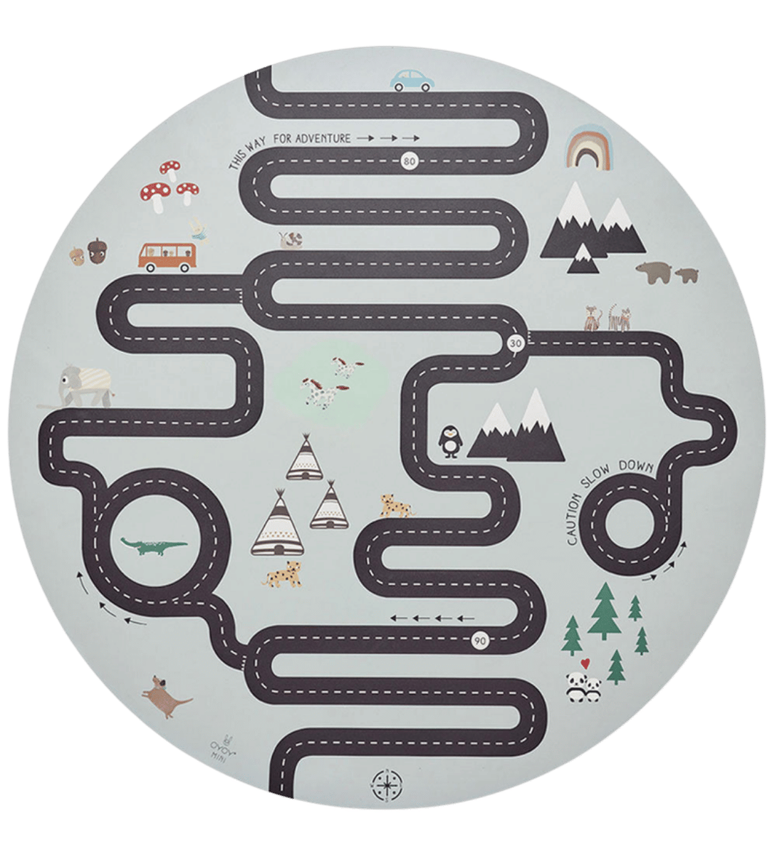 Stuhlmatte Matte für Kinder mit Straßen von OYYO grau mit schwarzer Fahrbahn