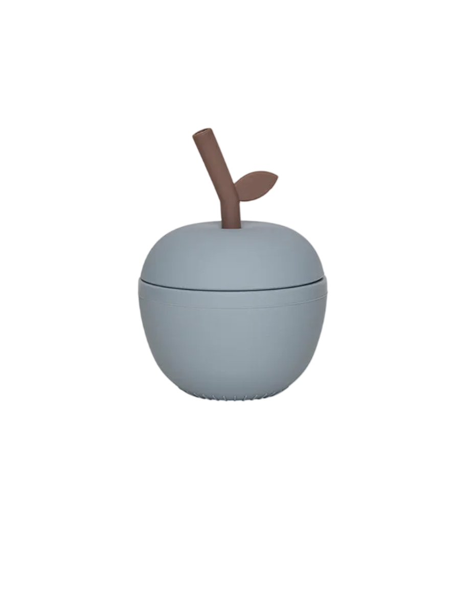 Trinkbecher Apple Cup Cotton Ballon OYOY Strohhalm Apfel Tasse Blau Silikon Design