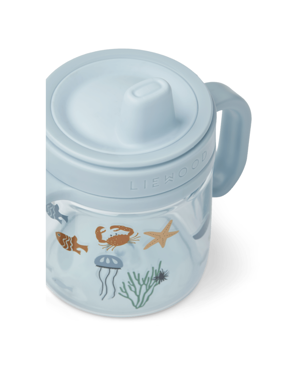 Tritan Trinkbecher Liewood cotton ballon trinken essen lernen becher flasche schnabeltasse schnabelbecher beikost kleinkinder - Trinkbecher Kylo 280 ml - Cotton Ballon | Family Concept Store - sea creature - 