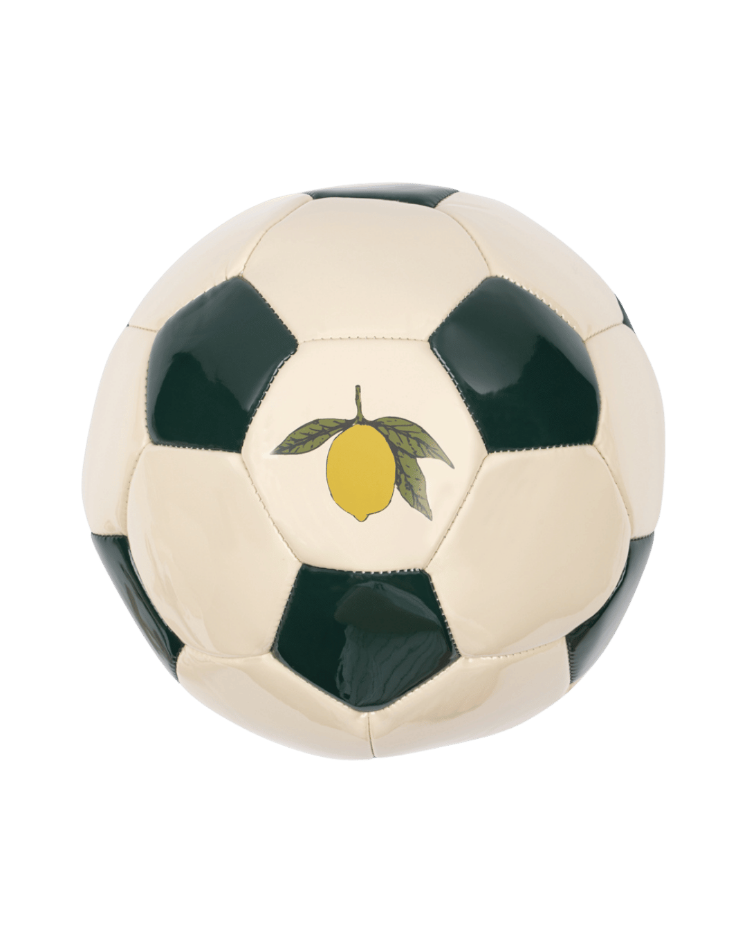 Fussball Set für Kinder die Fußball lieben von Konges Slojd in beige und grün im ikonischem Lemon Design. Spielset aus Fußball, Luftpumpe, Hütchen, Stoppuhr und Pfeife