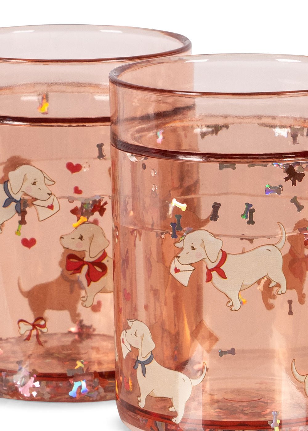 glitter becher trinken rosa mädchen geschenk essen cotton ballon konges slojd tiere glitzer - Glitzerbecher 2er Set - Cotton Ballon | Family Concept Store - woof letter rose - 